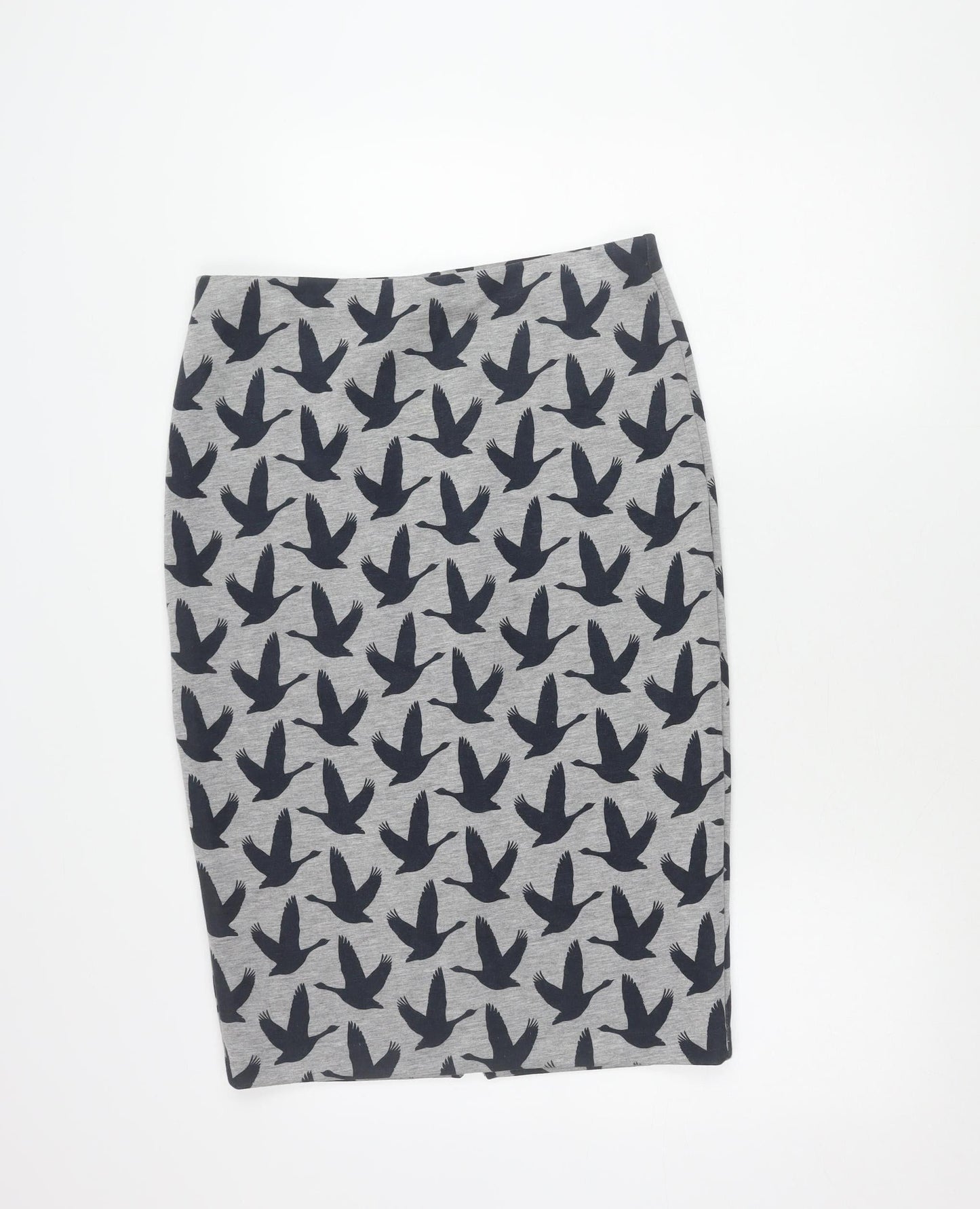 H&M Women’s Grey Bird Print Jersey Pencil Skirt Size 12