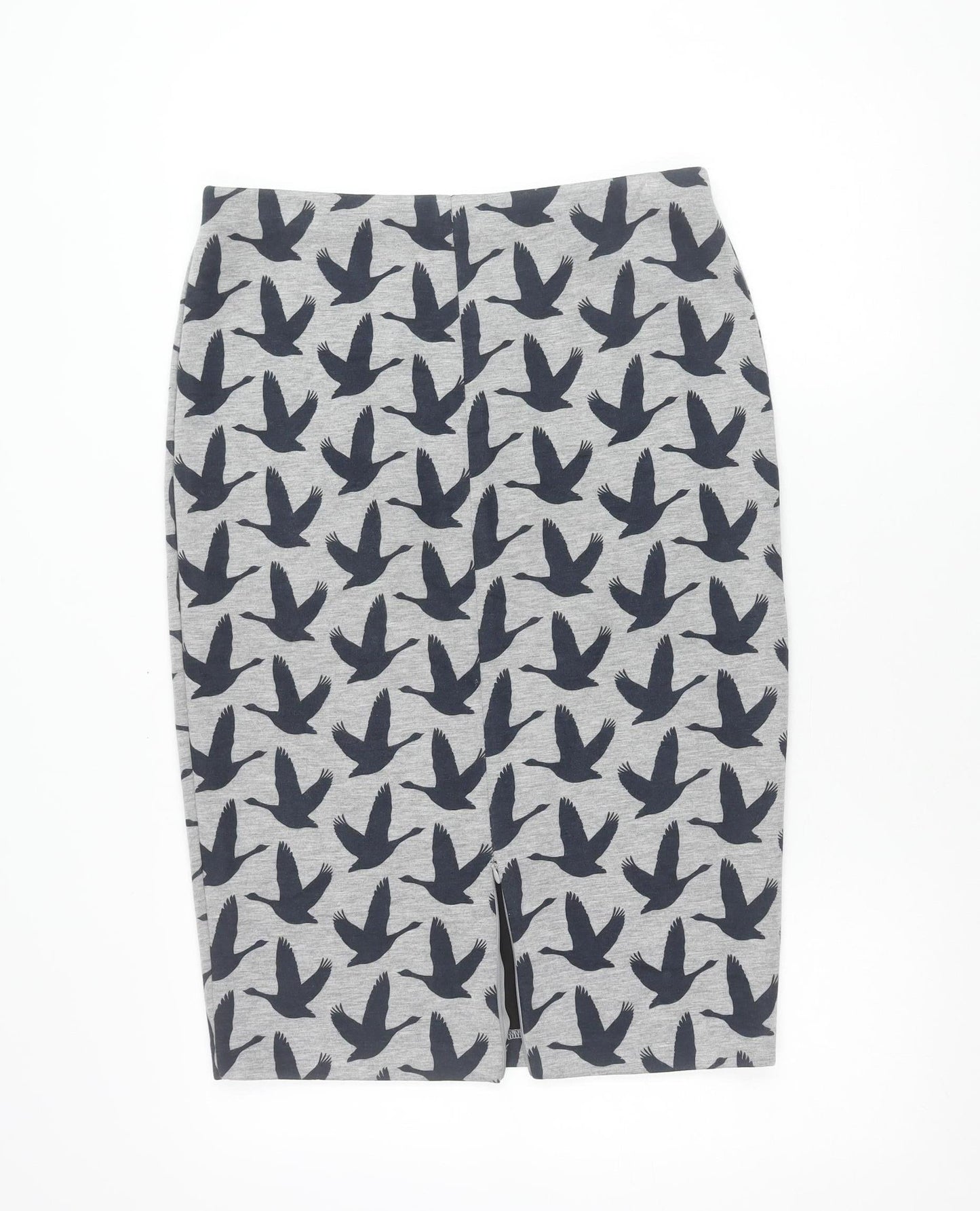 H&M Women’s Grey Bird Print Jersey Pencil Skirt Size 12