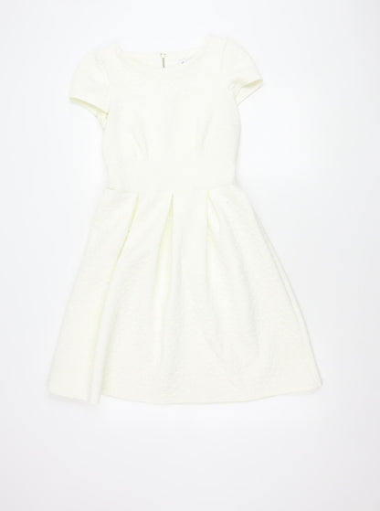 Closet London Women’s White Size 8 Fit & Flare Knee Length Dress