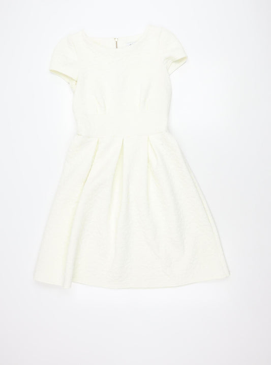 Closet London Women’s White Size 8 Fit & Flare Knee Length Dress