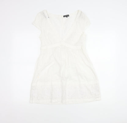 Womens UK Size 10 Warehouse White Tunic Blouse