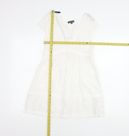 Womens UK Size 10 Warehouse White Tunic Blouse