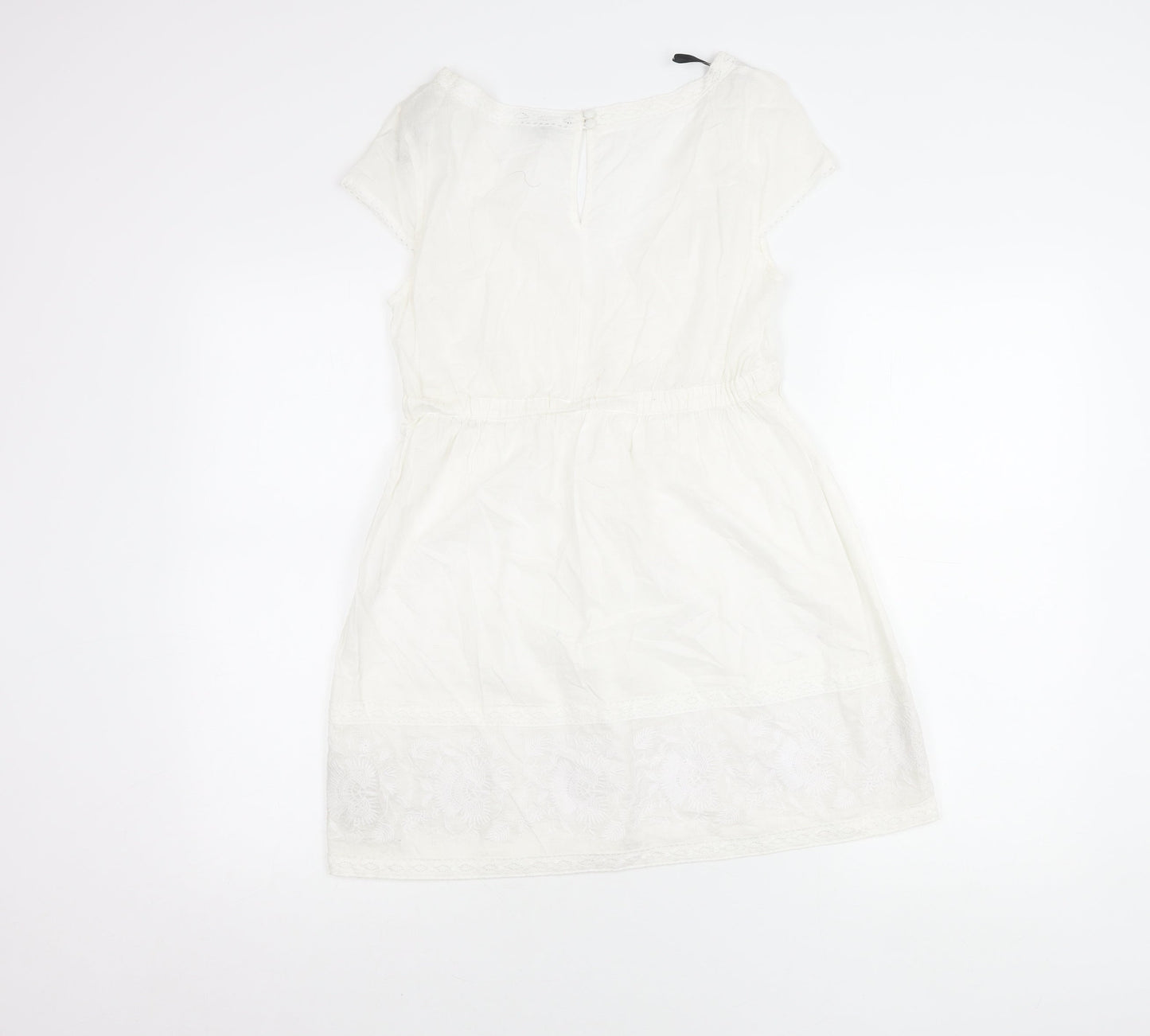 Womens UK Size 10 Warehouse White Tunic Blouse