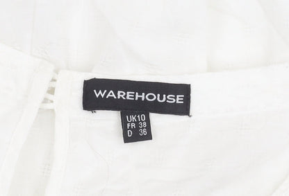 Womens UK Size 10 Warehouse White Tunic Blouse