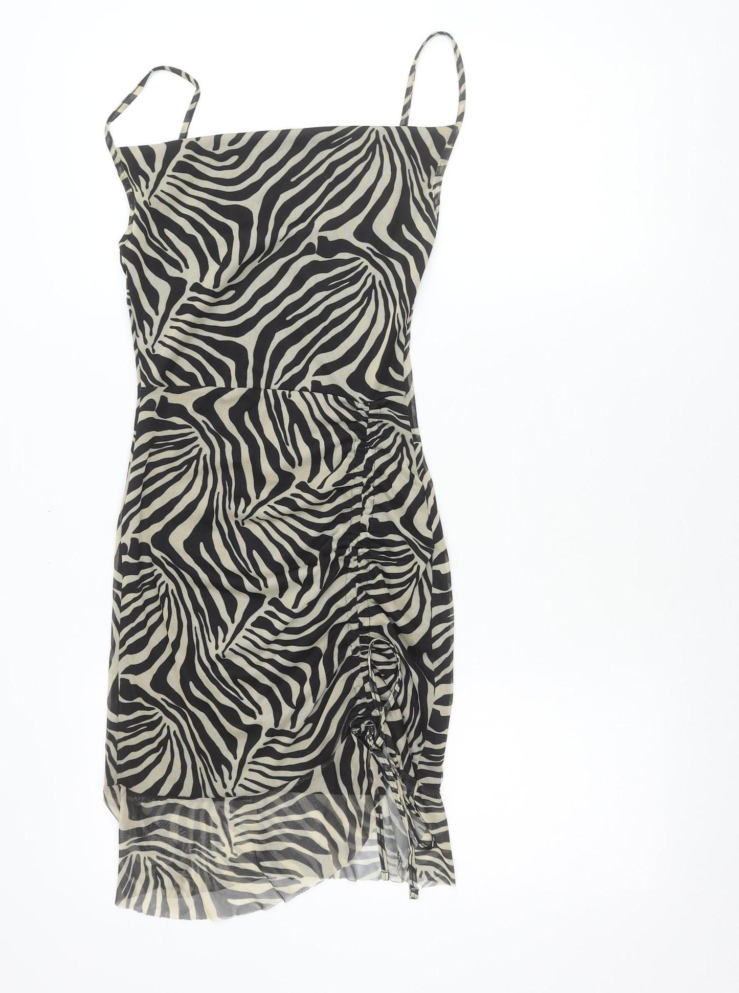 PrettyLittleThing Women’s Black Zebra Print Slip Dress Size 8