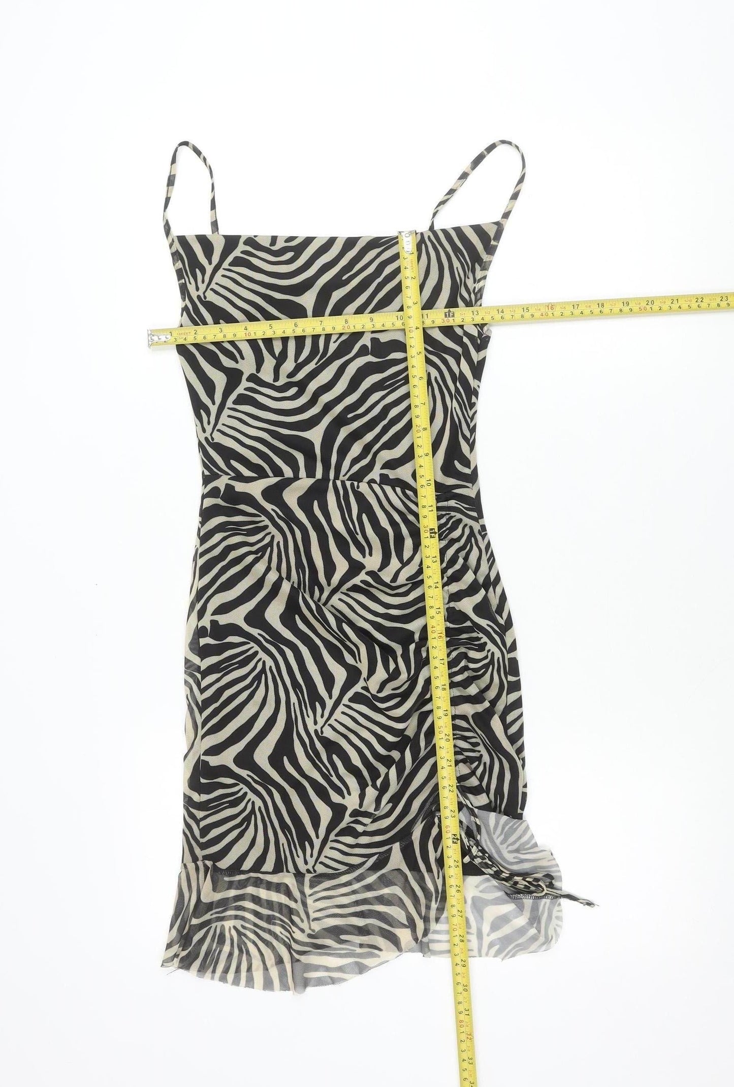 PrettyLittleThing Women’s Black Zebra Print Slip Dress Size 8