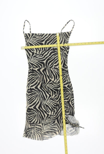 PrettyLittleThing Women’s Black Zebra Print Slip Dress Size 8