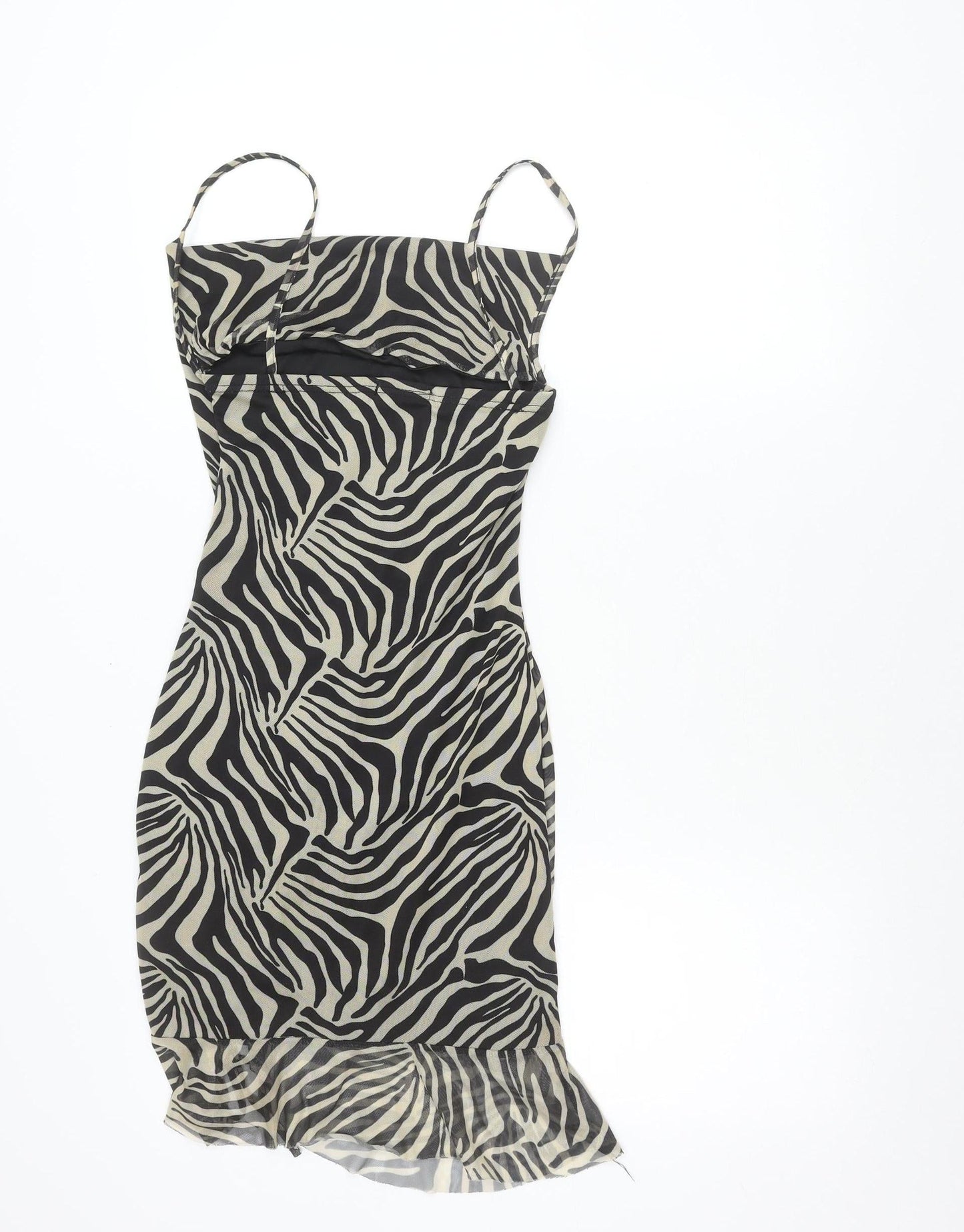 PrettyLittleThing Women’s Black Zebra Print Slip Dress Size 8