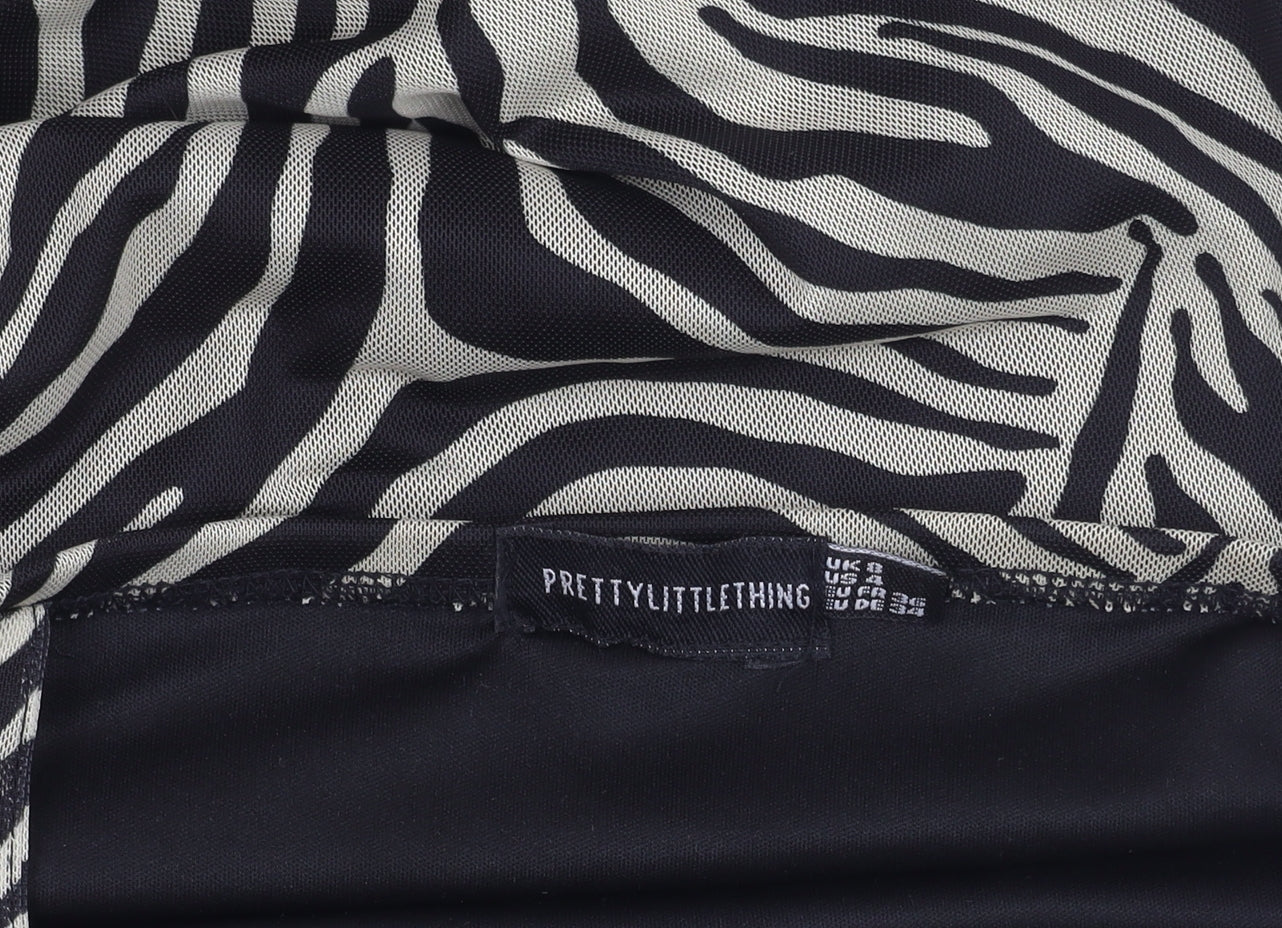 PrettyLittleThing Women’s Black Zebra Print Slip Dress Size 8