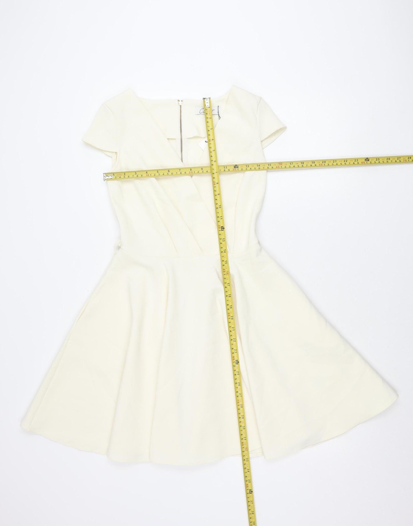 Closet Women’s Ivory Fit & Flare Dress Size 8 Knee Length Cap Sleeve