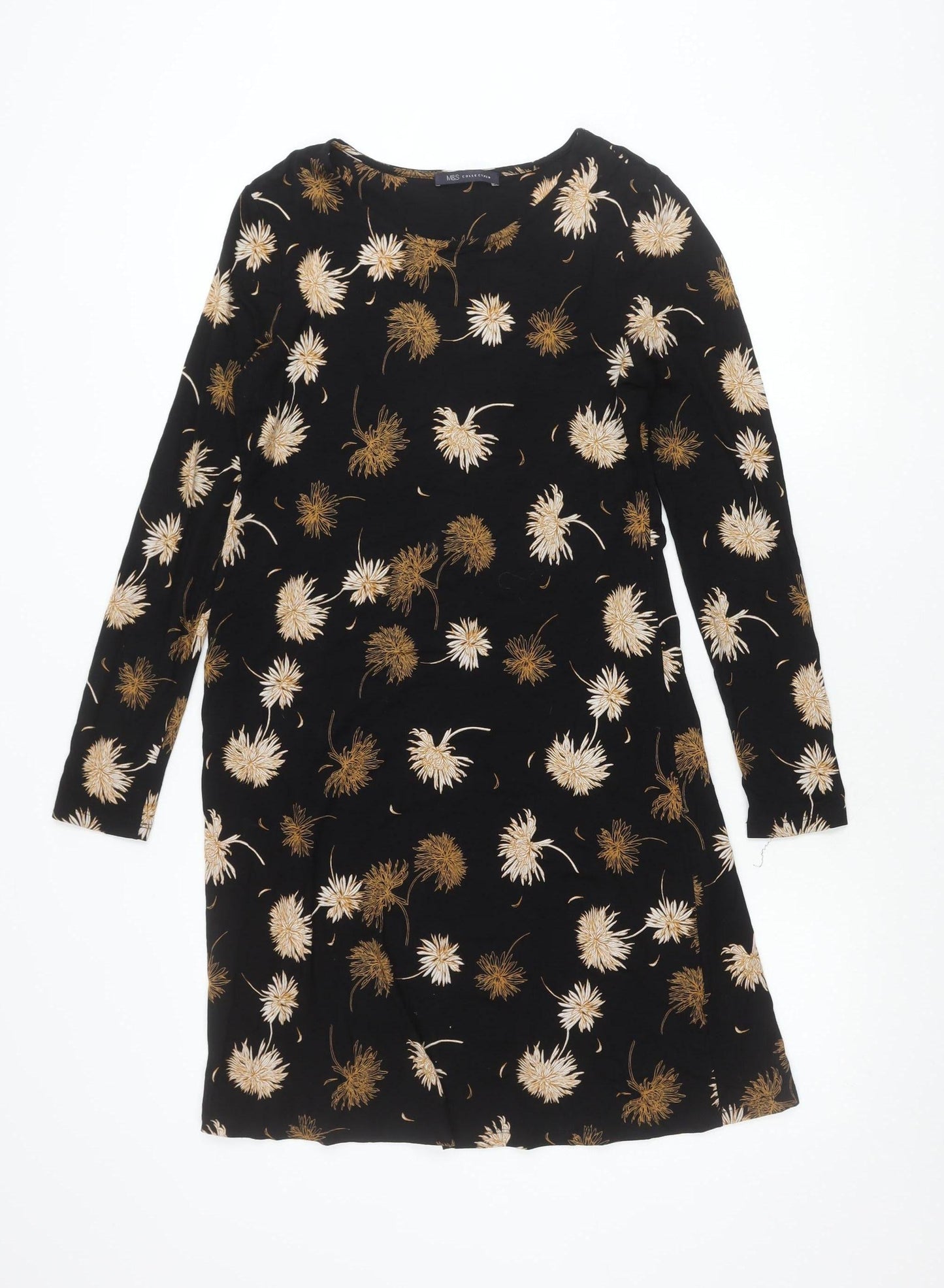 Marks and Spencer Women’s Black Floral Shift Dress Size 10 Knee Length