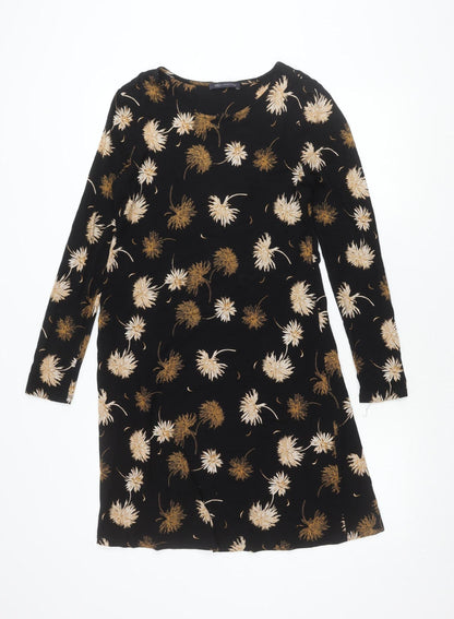 Marks and Spencer Women’s Black Floral Shift Dress Size 10 Knee Length