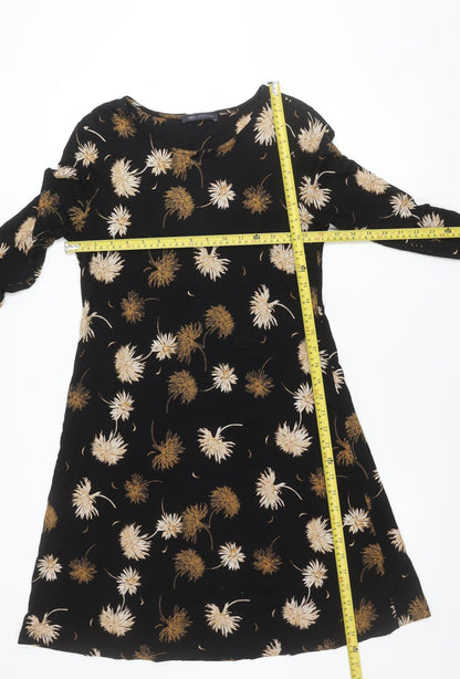 Marks and Spencer Women’s Black Floral Shift Dress Size 10 Knee Length