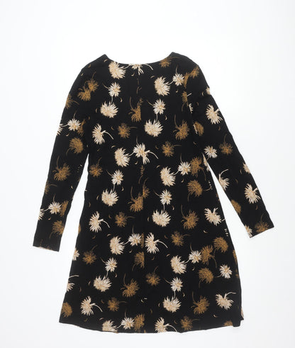 Marks and Spencer Women’s Black Floral Shift Dress Size 10 Knee Length
