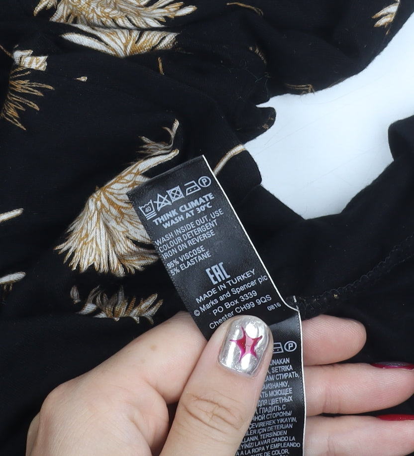 Marks and Spencer Women’s Black Floral Shift Dress Size 10 Knee Length
