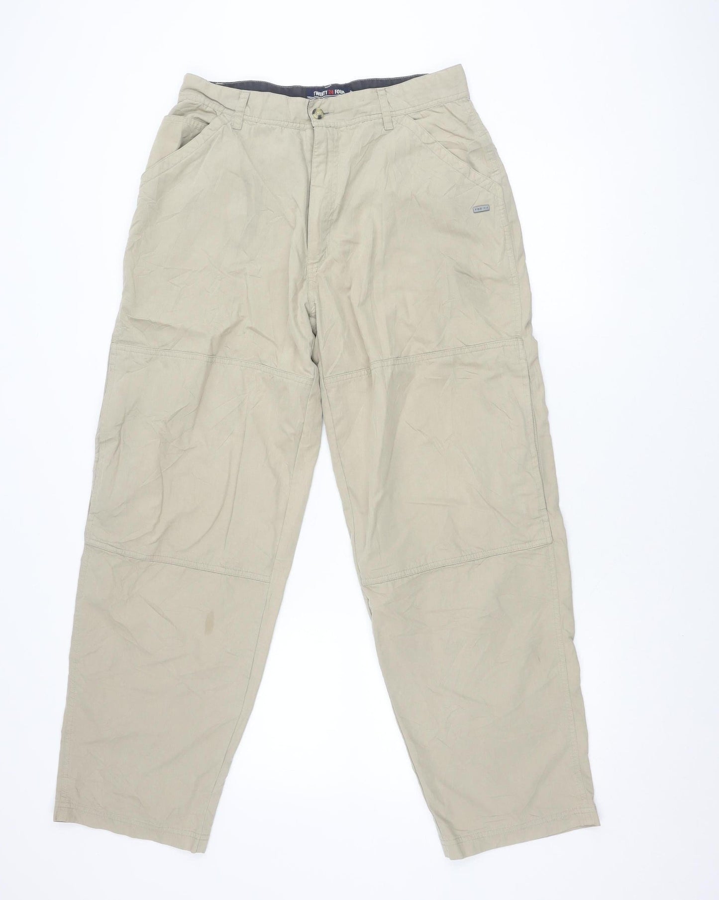 TWENTY 24 FOUR Men's Beige Cargo Trousers S Cotton Nylon Casual