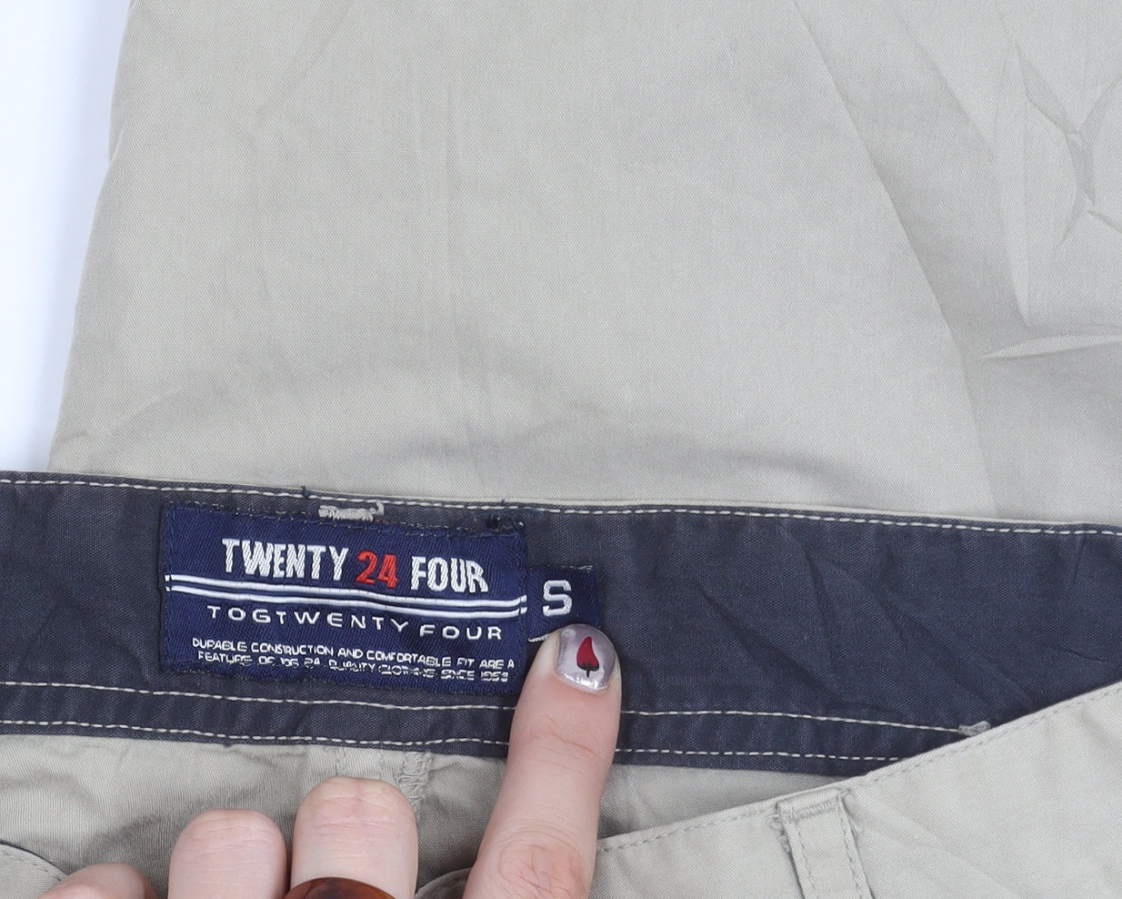 TWENTY 24 FOUR Men's Beige Cargo Trousers S Cotton Nylon Casual