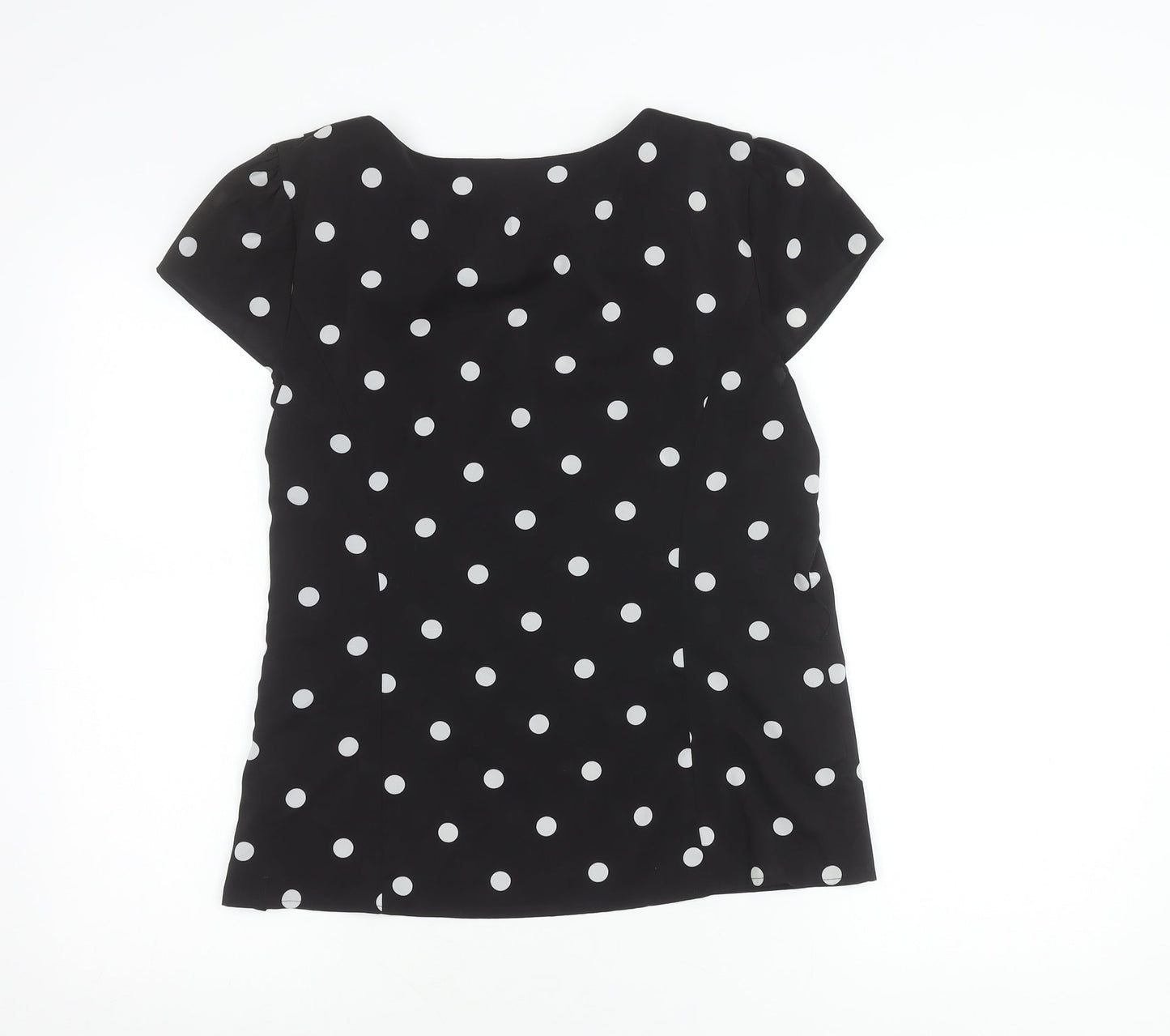 Papaya Women’s Black Polka Dot Chiffon Blouse Size 14 Cap Sleeve