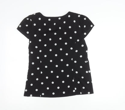 Papaya Women’s Black Polka Dot Chiffon Blouse Size 14 Cap Sleeve