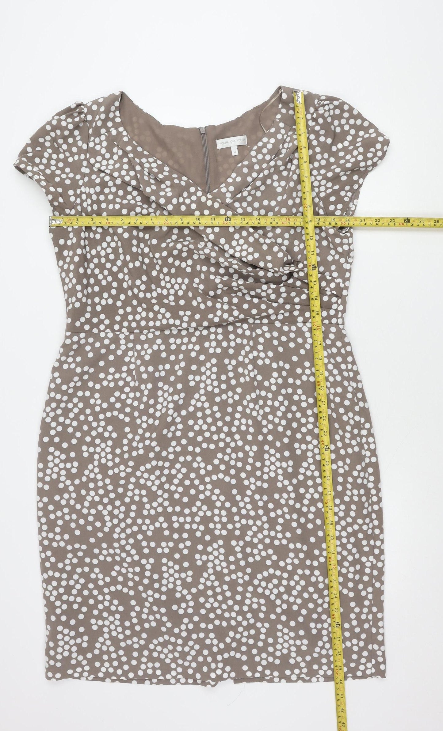 Rocha John Rocha Women’s Brown Polka Dot Sheath Dress Size 18