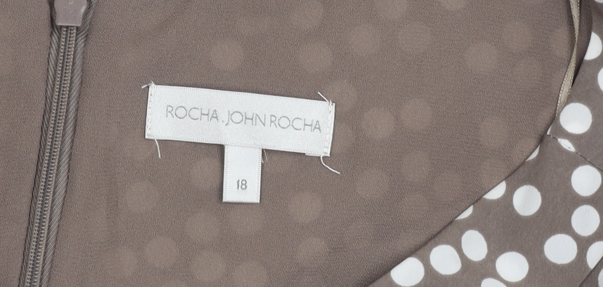 Rocha John Rocha Women’s Brown Polka Dot Sheath Dress Size 18