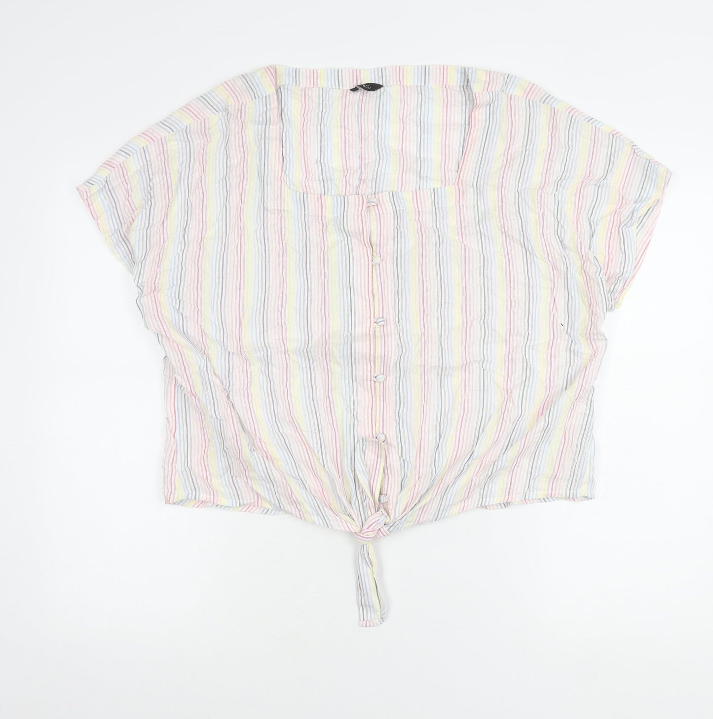 MiCo Women’s Multicoloured Striped Cropped Blouse Size 16 Summer
