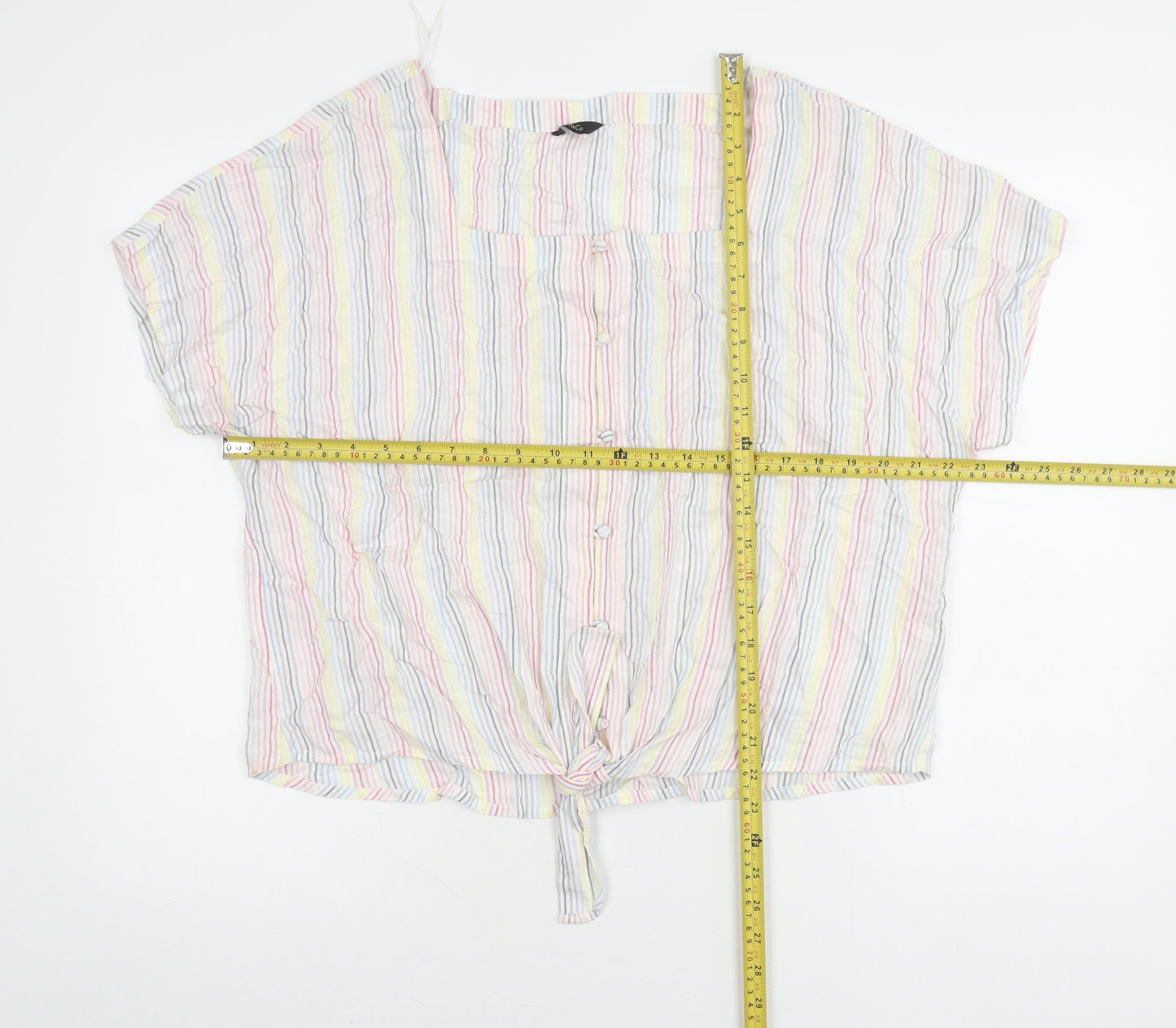 MiCo Women’s Multicoloured Striped Cropped Blouse Size 16 Summer