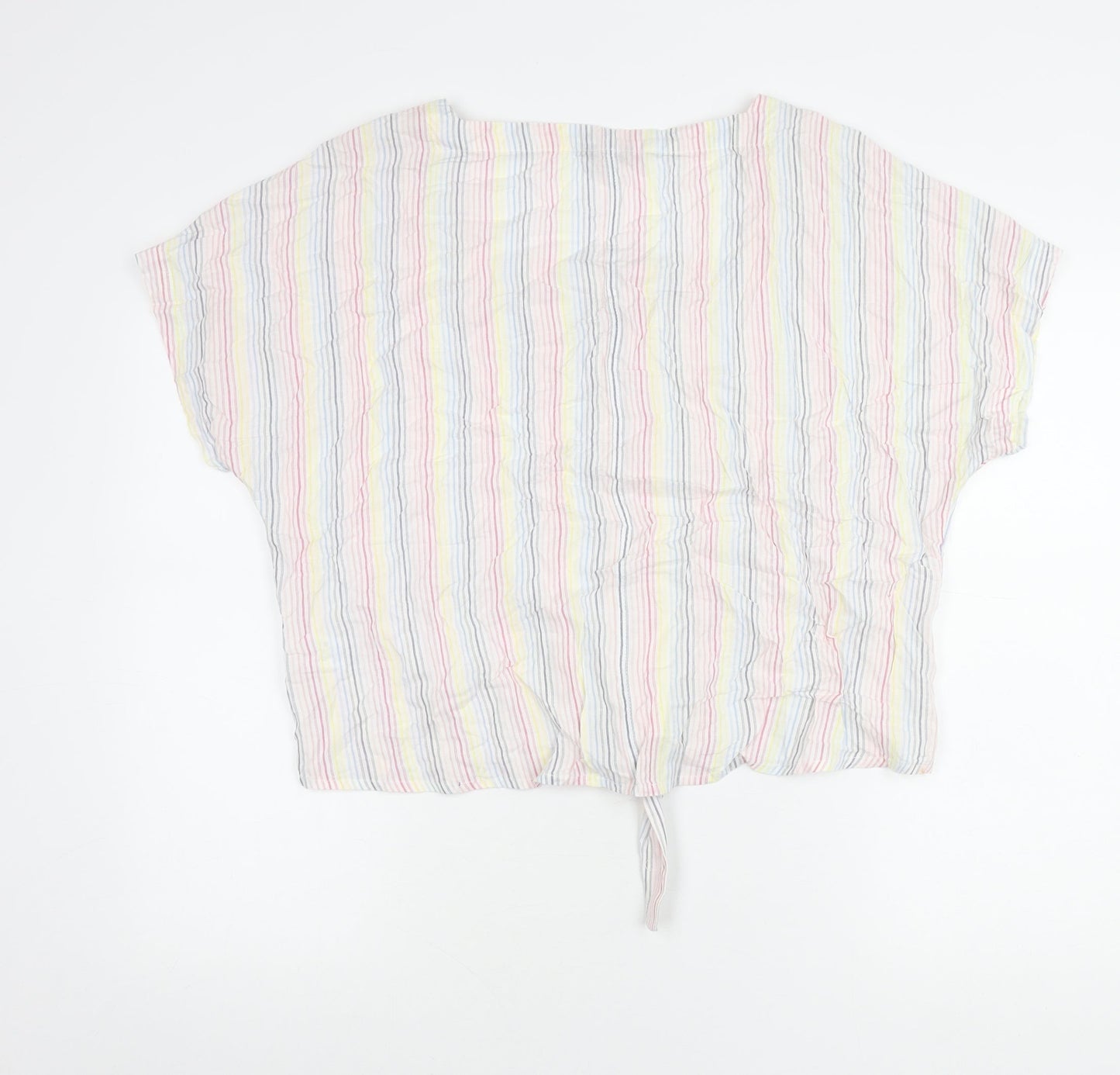 MiCo Women’s Multicoloured Striped Cropped Blouse Size 16 Summer