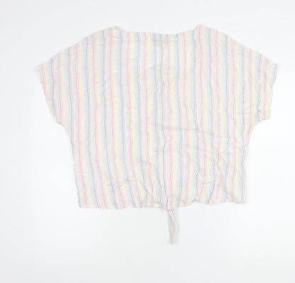 MiCo Women’s Multicoloured Striped Cropped Blouse Size 16 Summer
