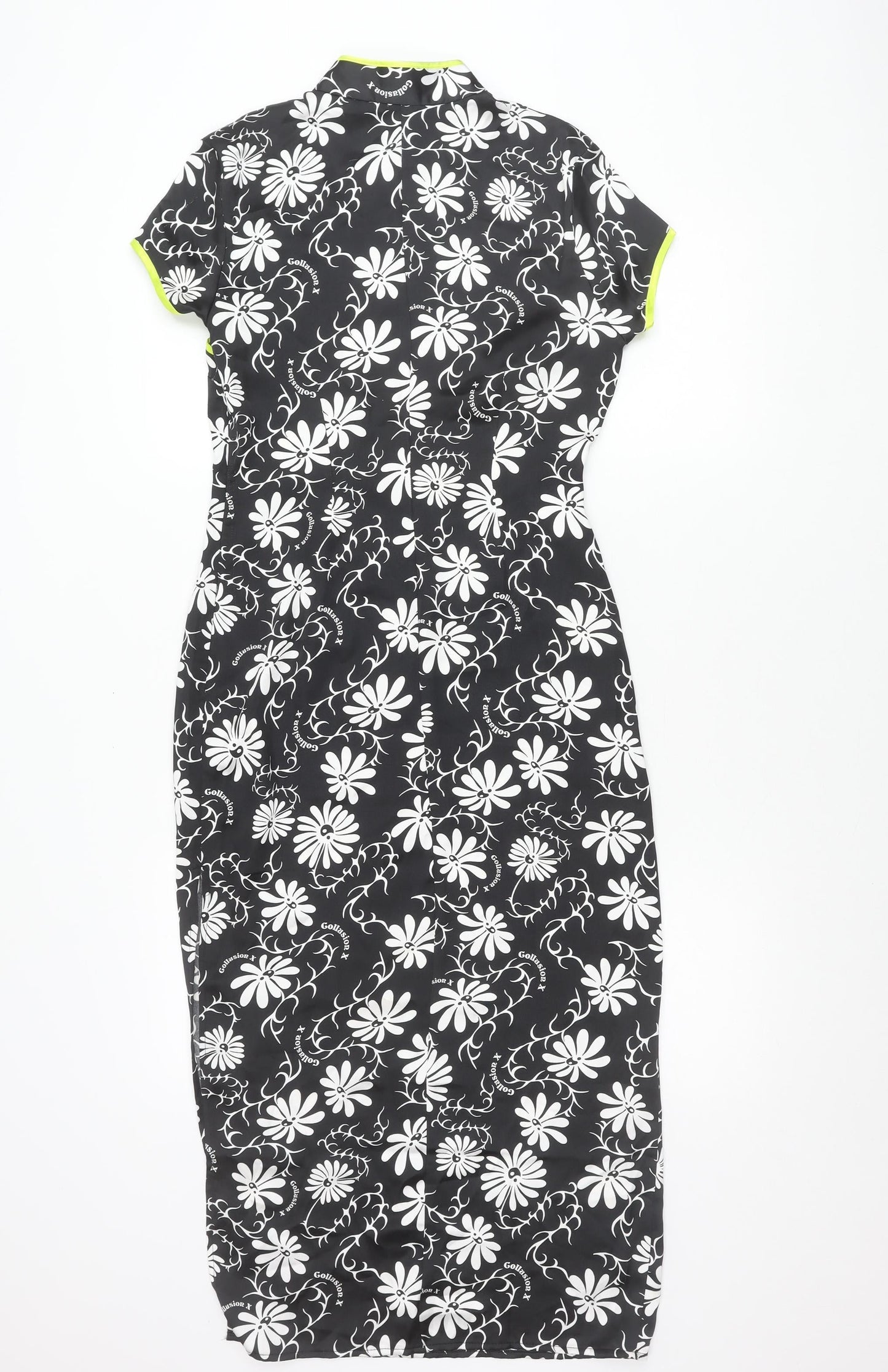 Collusion Women’s Black Floral Long Bodycon Dress Size 8