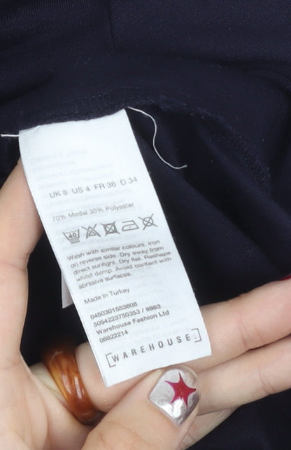 Womens UK Size 6 Warehouse Blue Basic T-Shirt