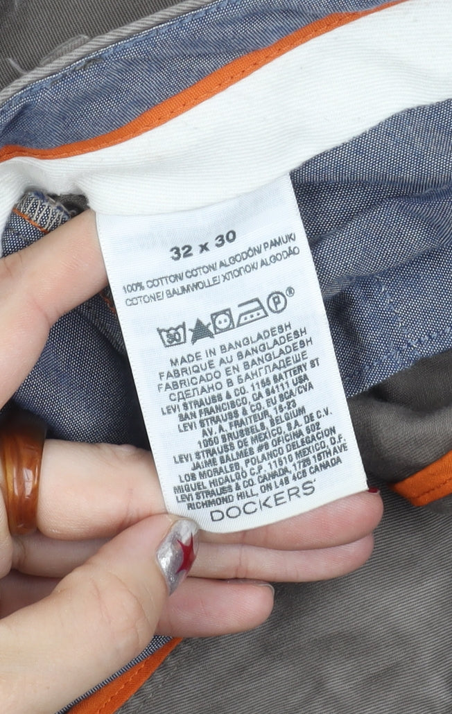 Dockers D1 Men's Brown Chino Slim Fit Trousers 32x30 Straight Leg