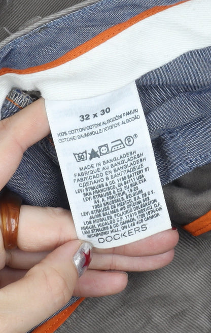 Dockers D1 Men's Brown Chino Slim Fit Trousers 32x30 Straight Leg