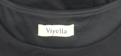 Viyella Women’s Black Knee Length Sheath Dress L 3/4 Sleeve Ruched