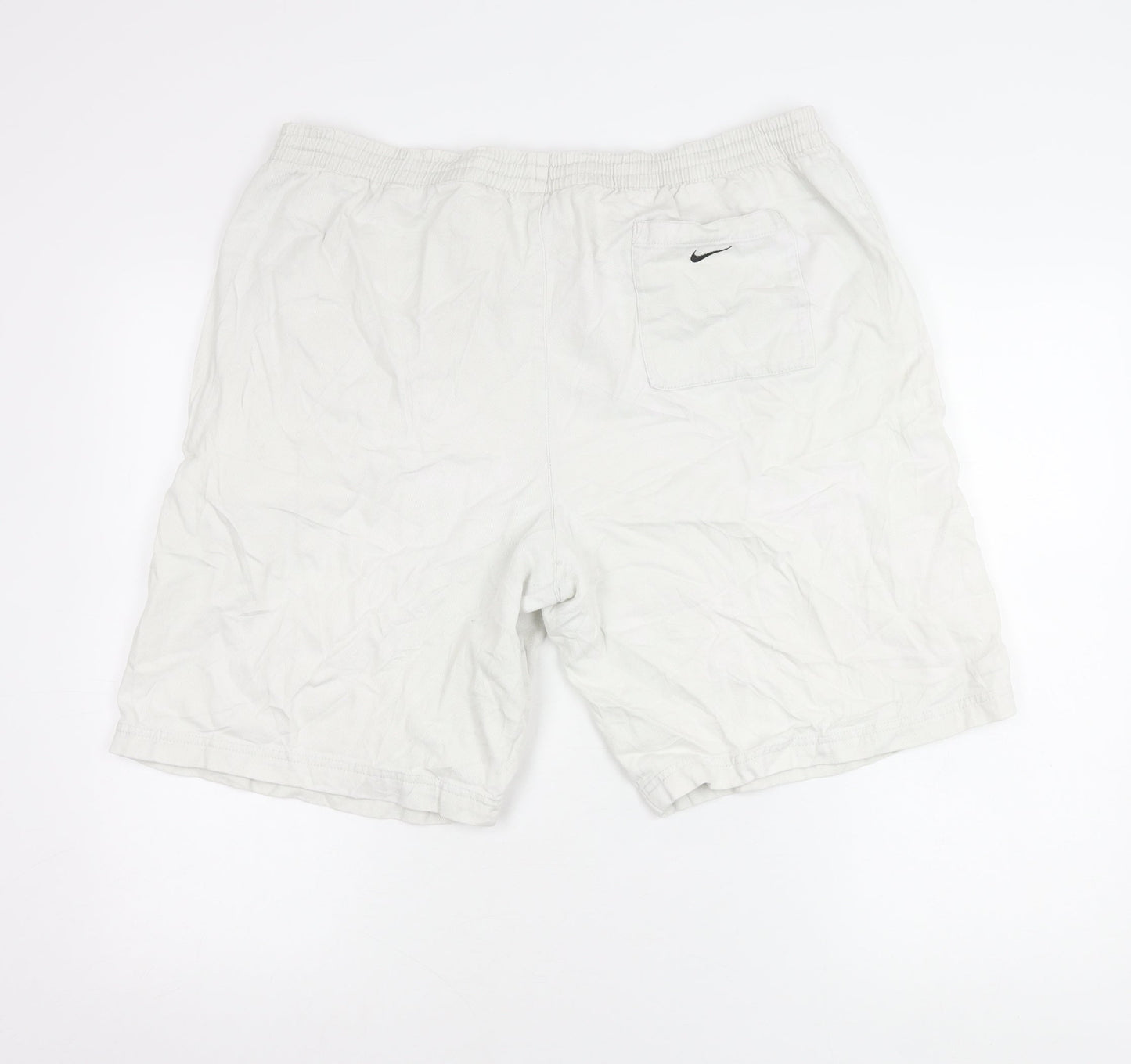 Nike Men's White Sports Shorts L Elastic Waist Pockets
