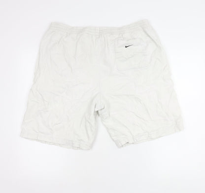 Nike Men's White Sports Shorts L Elastic Waist Pockets
