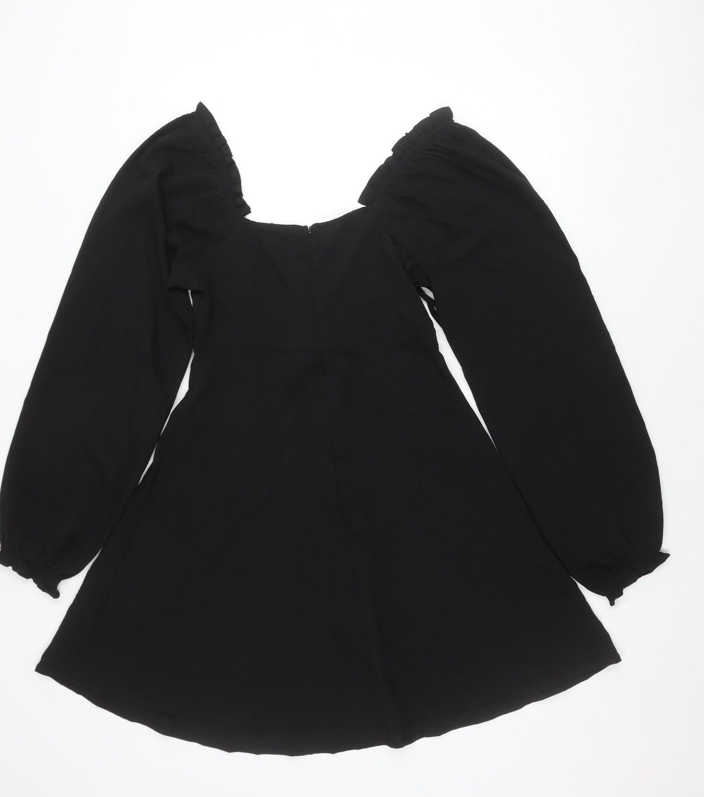 ASOS Women’s Black Size 10 Fit & Flare Puff Sleeve Dress