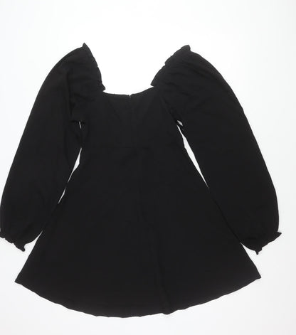 ASOS Women’s Black Size 10 Fit & Flare Puff Sleeve Dress