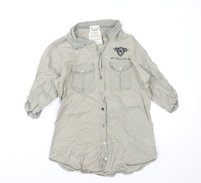 Womens UK Size 10 River Island Grey Basic Button-Up
