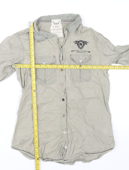 Womens UK Size 10 River Island Grey Basic Button-Up