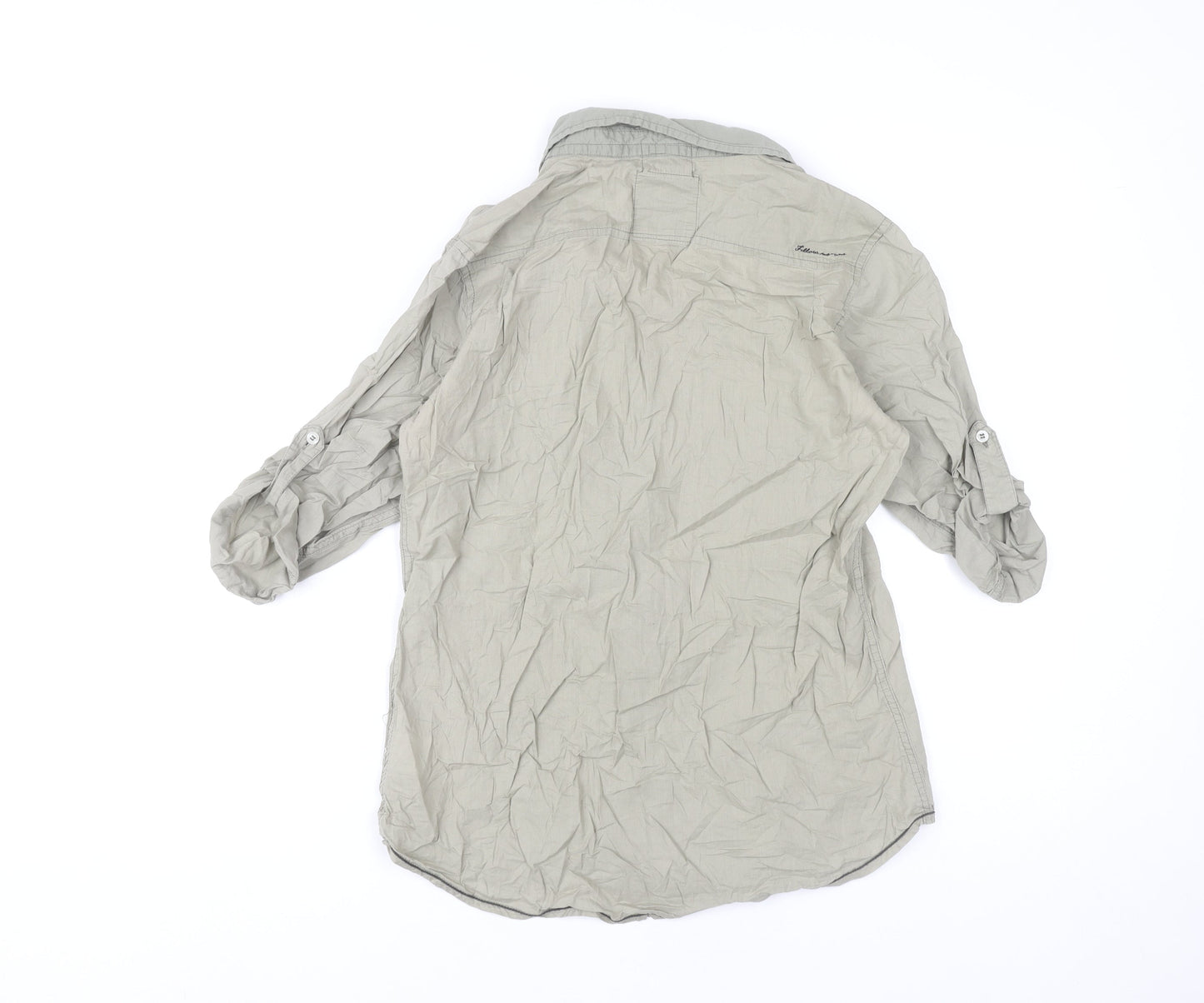 Womens UK Size 10 River Island Grey Basic Button-Up