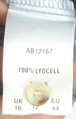 Cotton Traders Women's Blue Lyocell Button-Up Shirt Size 16 Regular Fit