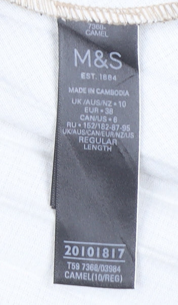 Marks and Spencer Women Beige Check Pleated Midi Skirt Size 10