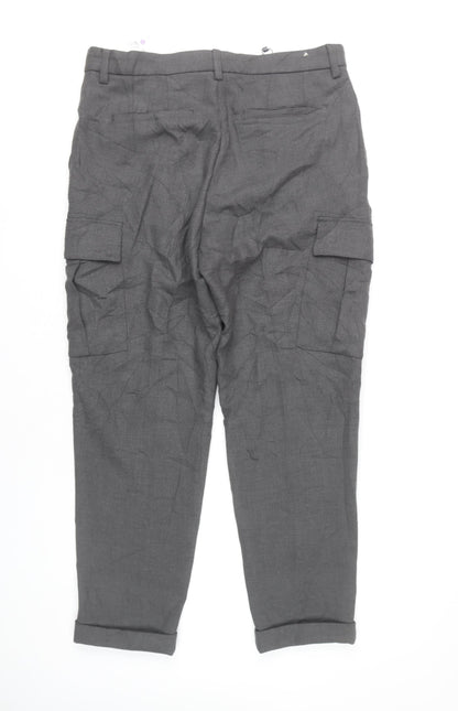 Zara Men's Grey Cargo Trousers 34in Waist Pleated Front Autumn Winter