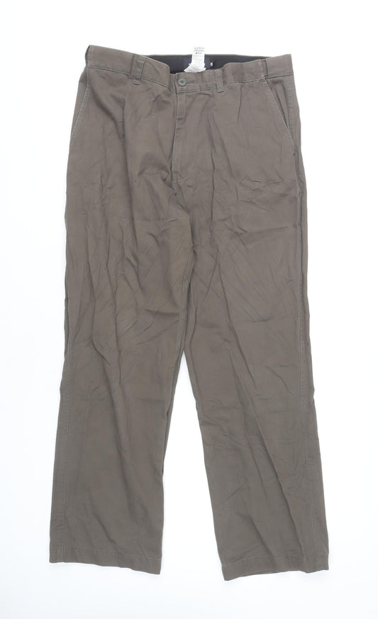 Marks and Spencer Men's Brown 34W 31L Regular Fit Chino Trousers
