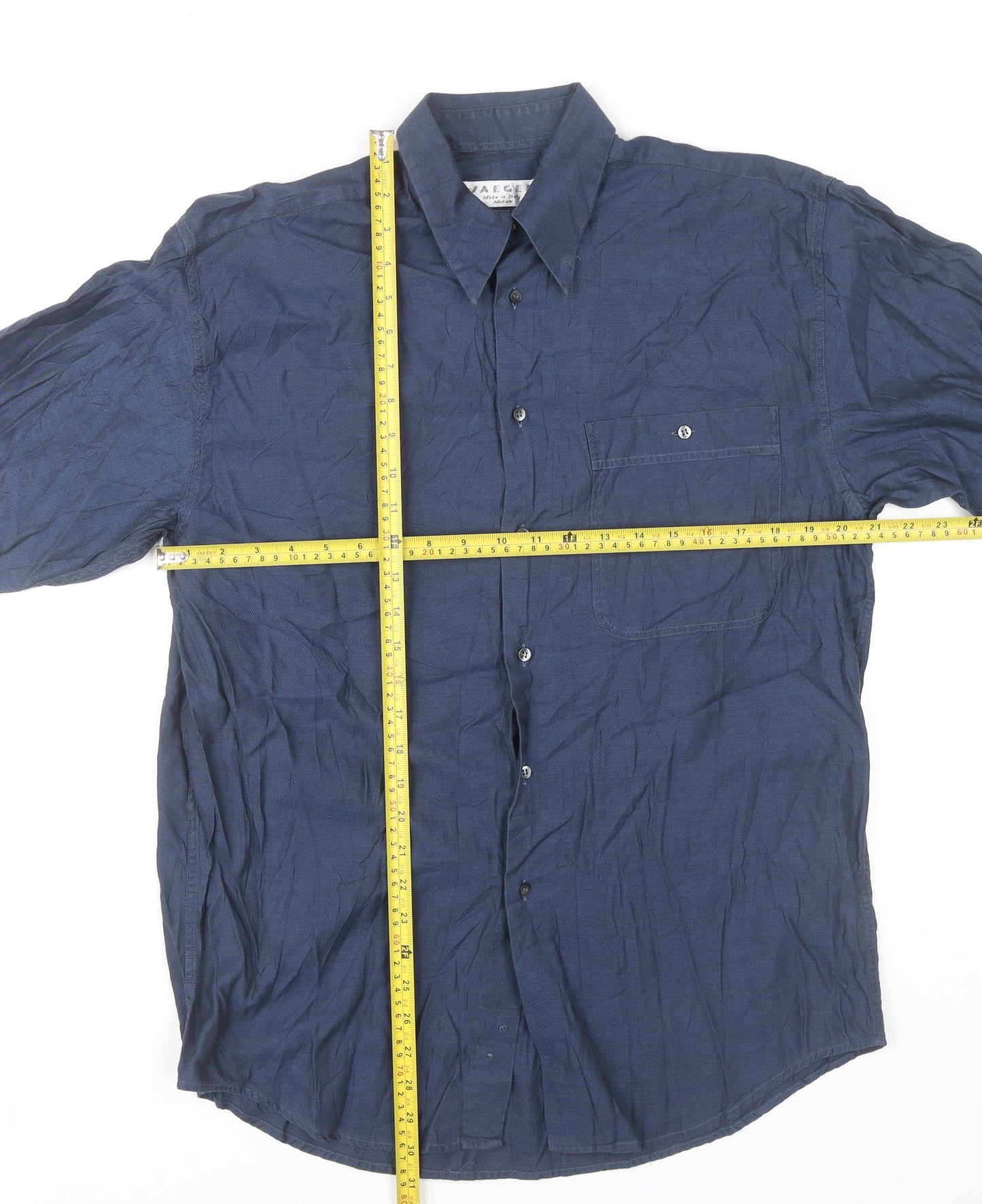Jaeger Men Blue Cotton Long Sleeve Button-Up Shirt M 42in