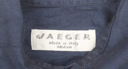 Jaeger Men Blue Cotton Long Sleeve Button-Up Shirt M 42in