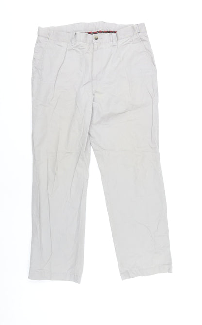 Marks and Spencer Men’s Grey Chino Trousers 36W 30L Regular Fit Cotton