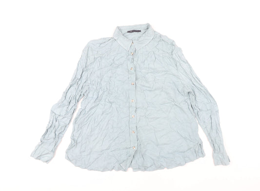 Marks and Spencer Women’s Blue Viscose Long Sleeve Button-Up Shirt Size 14