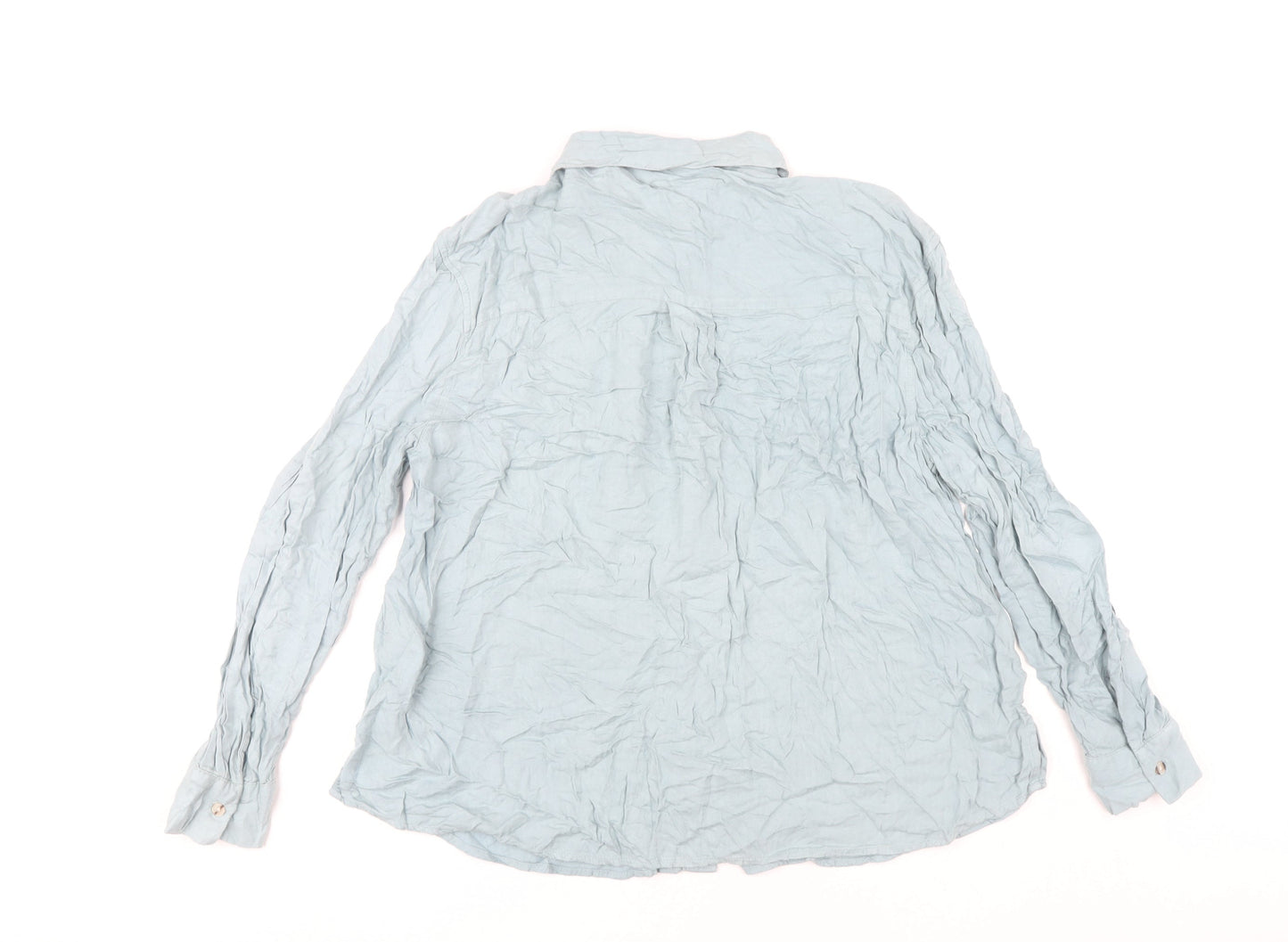 Marks and Spencer Women’s Blue Viscose Long Sleeve Button-Up Shirt Size 14